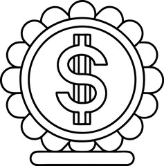 Black and White Dollar Sign Symbol in Circular Design