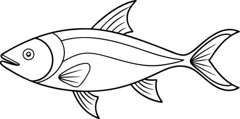 Simple Fish Outline Illustration for Coloring or Art Projects