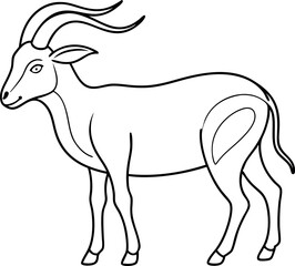 Minimalistic Line Drawing of a Majestic Goat with Horns