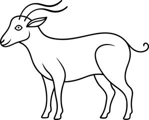 Elegant Line Drawing of a Goat in Profile View