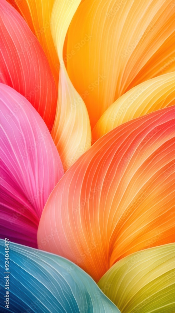 Poster close-up of delicate flower petals, focusing on the intricate patterns and vivid colors that make ea