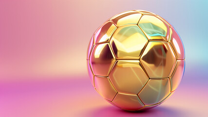 Naklejka premium A golden soccer ball with a gradient background.