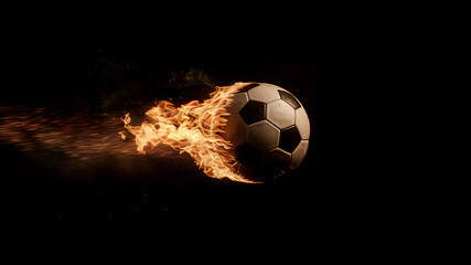 Fototapeta premium A burning soccer ball captures the passion and energy of the sport.