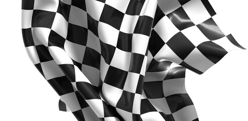 The checkered flag waves in the wind signifying the end of a race
