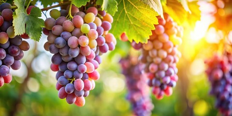 Fresh bunch of grapes on a vine, grapes, fruit, vineyard, harvest, agriculture, agriculture, ripe, healthy, organic, natural, juicy