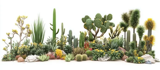 Fotobehang A variety of cactus on white © Serge