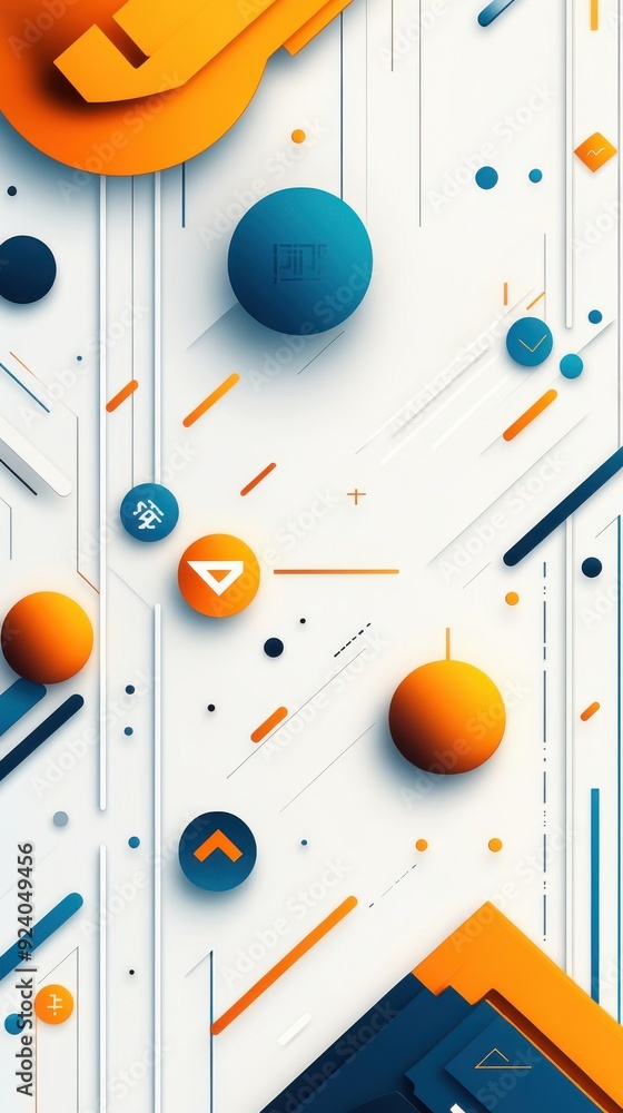 Poster flat geometric pattern of financial charts and graphs, animated in a seamless loop with soft transit