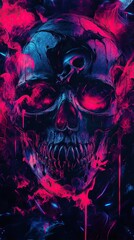 Fototapeta premium A skull with a key on it is surrounded by fire