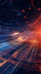 Fototapeta premium High-tech 3D loop with rotating digital grids and light flares, designed as a sleek and engaging background for science and technology content