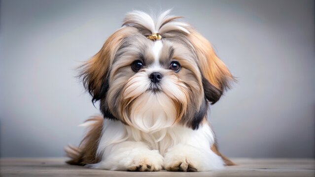 Adorable fluffy shih tzu puppy with long flowing hair and expressive eyes, shih tzu, puppy, dog, cute, fluffy, small, breed, pet