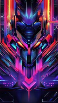 A colorful, futuristic looking creature with a glowing head