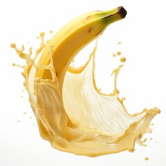Delicious and ripe yellow tropical fruit with refreshing liquid splash, perfect for promoting organic and nutritious diet. Realistic 3D rendering for versatile usage in various projects