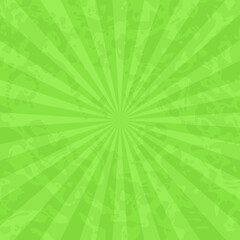 Vintage retro background with rays in shades of green.
