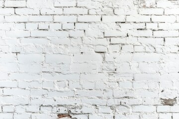 Fototapeta premium White painted old brick Wall panoramic background , ai