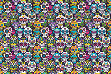 sugar skulls seamless texture pattern. background for cloth