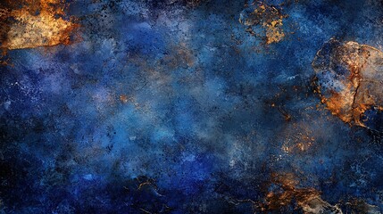 Fototapeta premium A golden-blue canvas with a black-white feline on the right