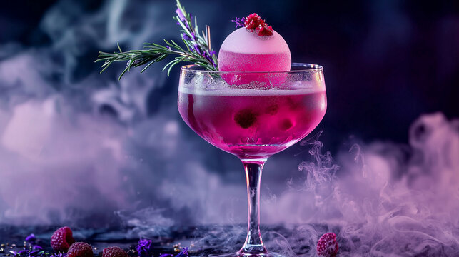 Vibrant Cocktail Served in a Crystal-Clear Martini Glass