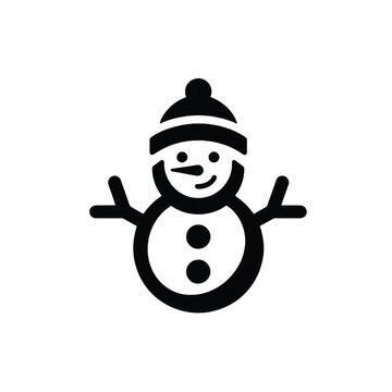 recommend clip art: Minimalist snowman logo silhouette on white background