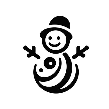 recommend clip art: Minimalist snowman logo silhouette on white background