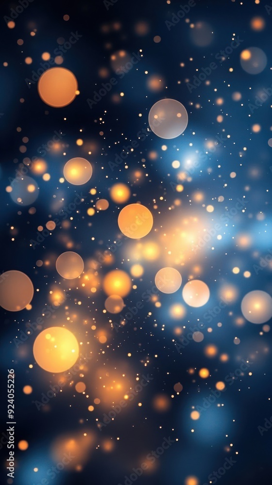Poster soft, glowing particles floating gently in a dark background, creating a serene and magical atmosphe