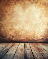 The wall had a wooden floor with a grunge background and brown tones of texture