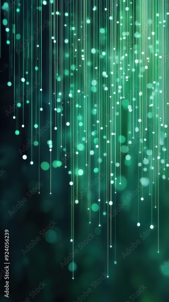 Poster a binary code stream in green, cascading down like digital rain, reminiscent of the matrix
