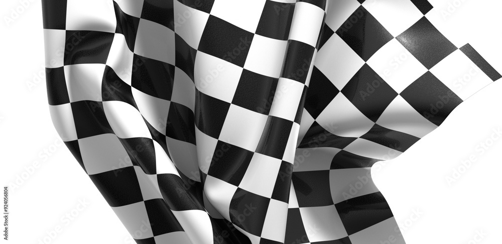 Wall mural the checkered flag waves in the wind signifying the end of a race