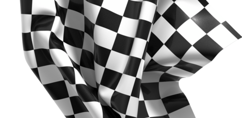 The checkered flag waves in the wind signifying the end of a race