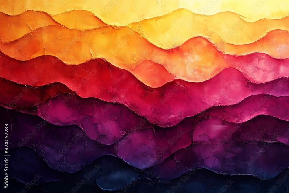 Poster abstract wavy art piece with warm colors in a gradient pattern