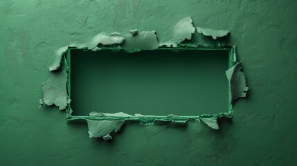 Hole in a wall. Hole broken in a green wall