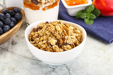 Granola museli cereal for breakfast