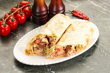Shawarma with grilled chicken meat