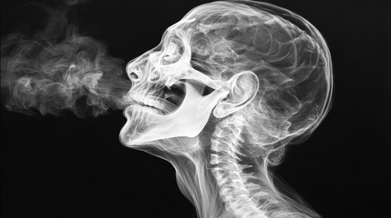 A Ghostly Figure Exhaling Smoke