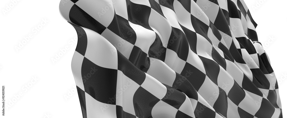 Poster the checkered flag waves in the wind a symbol of victory and the finish line