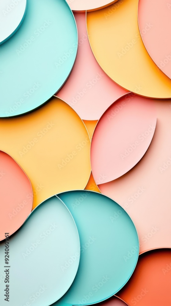 Poster overlapping circles and lines with a pastel color scheme, giving a soft and modern aesthetic