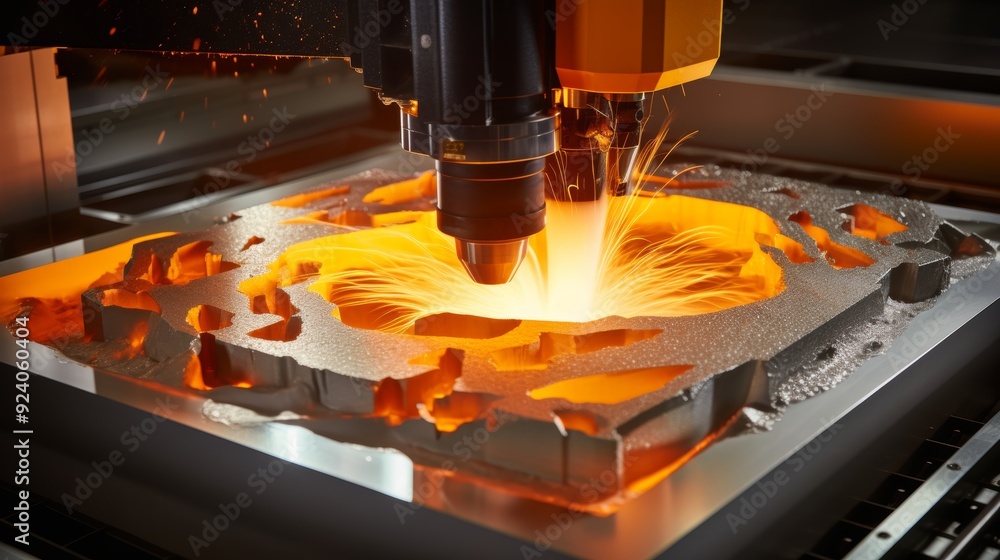 Poster cnc tool holder with specialized tools, shining in machine light, creating a vibrant display