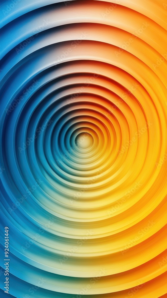 Poster concentric circles with a gradient color scheme, giving a sense of depth and motion