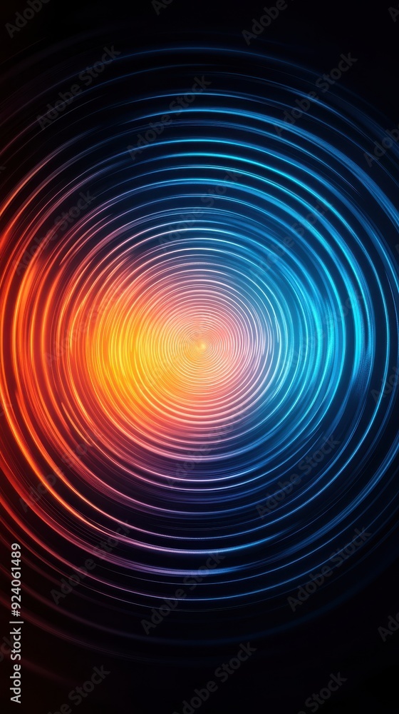 Poster concentric circles with a gradient color scheme, giving a sense of depth and motion
