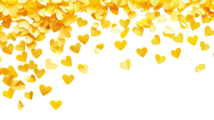 Yellow heart confetti transparent background