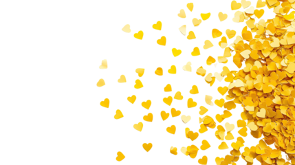 Yellow heart confetti transparent background