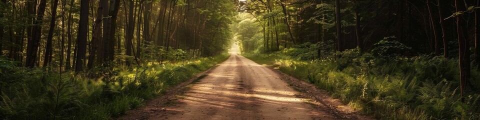 Fototapeta premium Pathway in an Open Woodland Area during the Warm Season