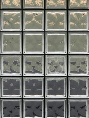 wall built with glass bricks.