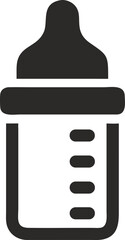 Fototapeta premium Baby bottle icon, black silhouette, feeding and infant care symbol