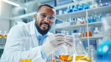A scientist in a lab meticulously planning an experiment, with test tubes, beakers, and charts showcasing the path to discovery