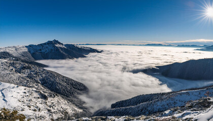 Sea of clouds covered mountains