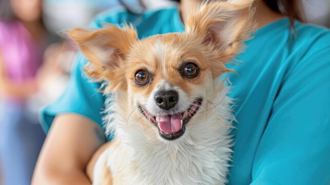 A lively pet adoption fair where volunteers lend guidance to potential pet owners, showcasing adorable animals eager to find loving homes