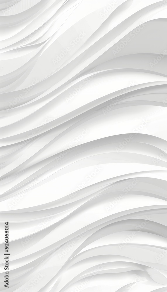 Poster abstract white background with smooth wavy lines, flowing shape design, elegant and minimalist style