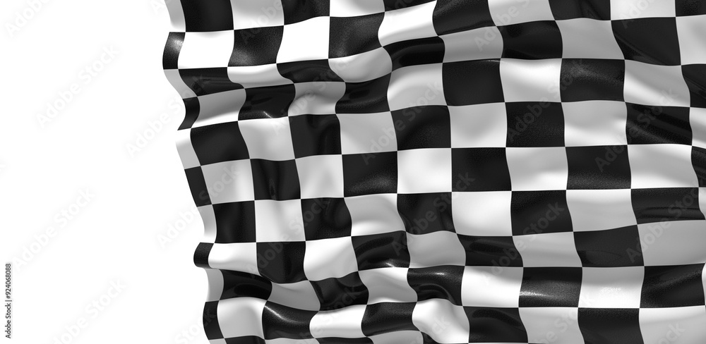 Poster the checkered flag waves in the wind a symbol of victory and the finish line