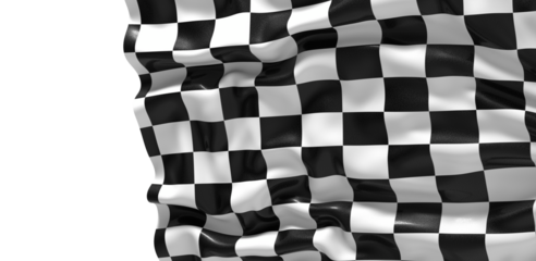 The checkered flag waves in the wind a symbol of victory and the finish line