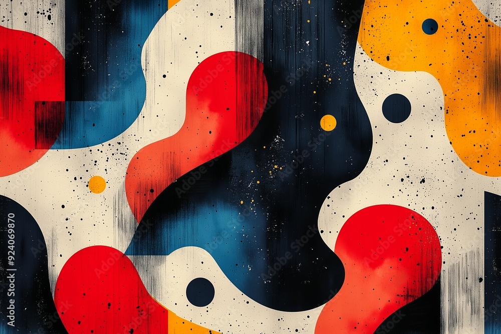 Aufkleber colorful abstract patterns with bold shapes and contrasting colors on a textured background